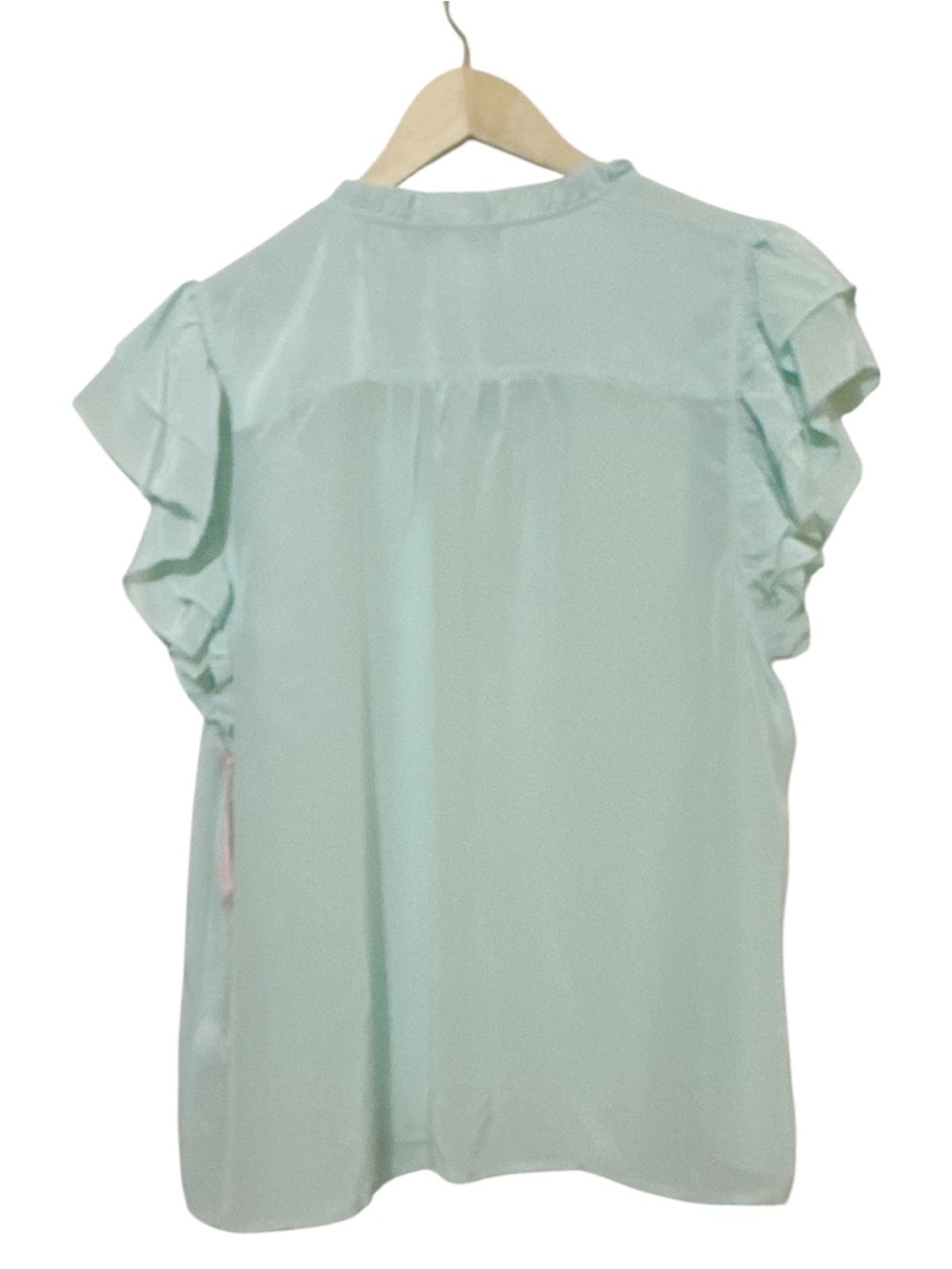 Vineyard Vines Women’s Double Ruffle Sleeve Top Blouse Bleached Aqua  NWT XL - Picture 4 of 7